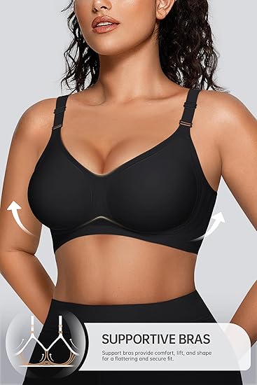 Wireless V Neck Bra with Front Adjustable Straps