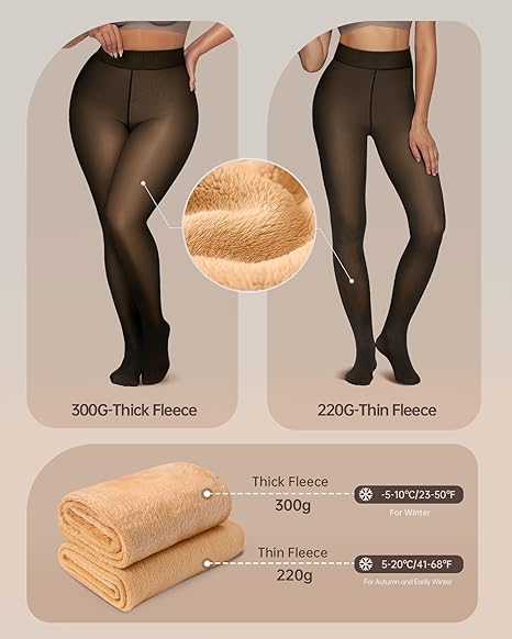 2 Pairs Fleece Lined Tights