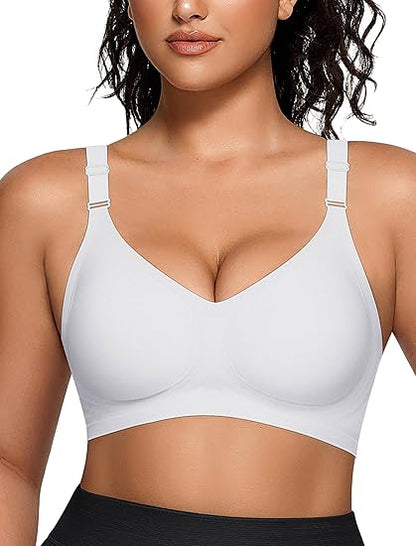 Wireless V Neck Bra with Front Adjustable Straps