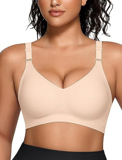Wireless V Neck Bra with Front Adjustable Straps