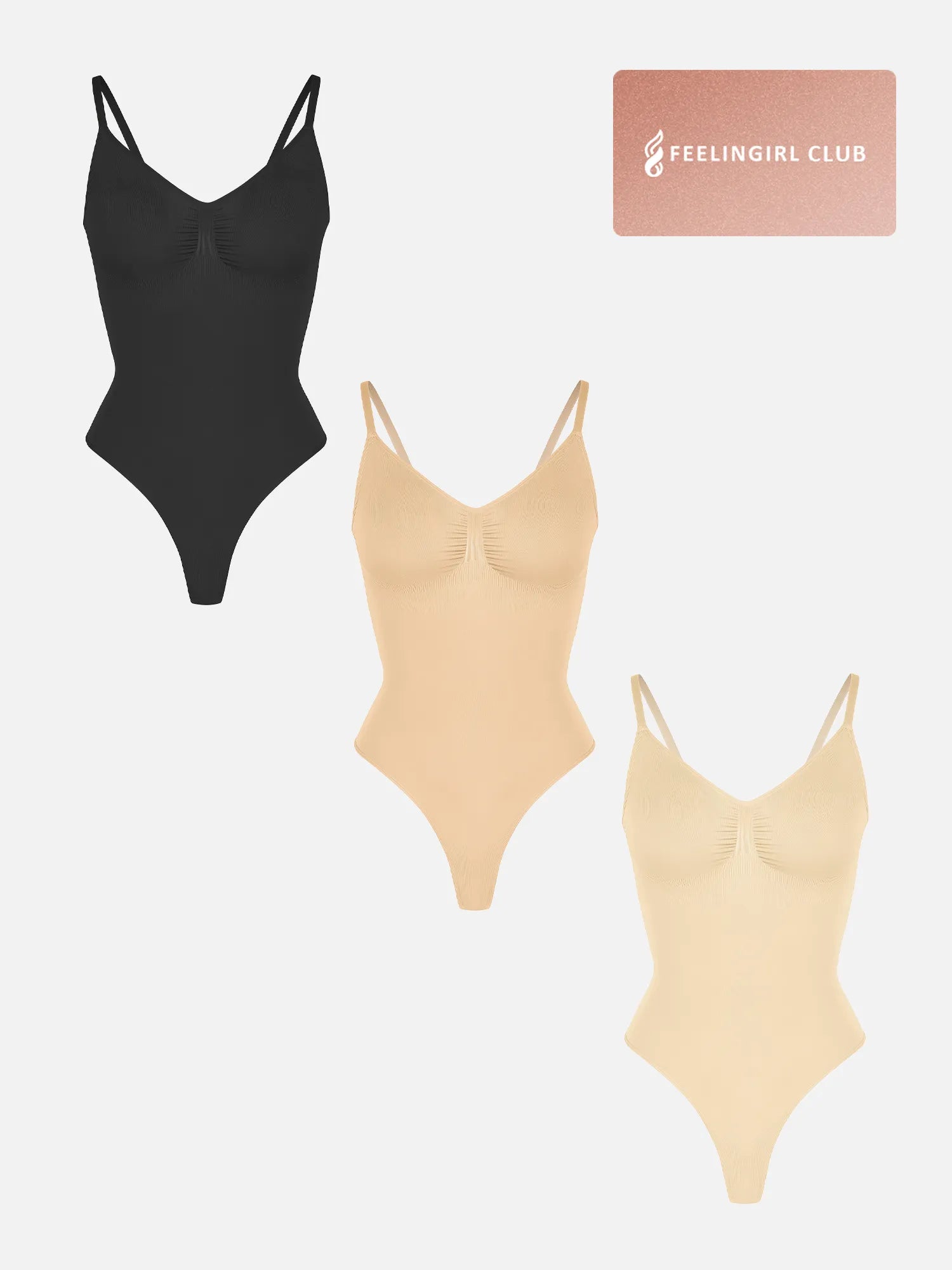 3-Pack Tummy Control Seamless Bodysuit Bundle