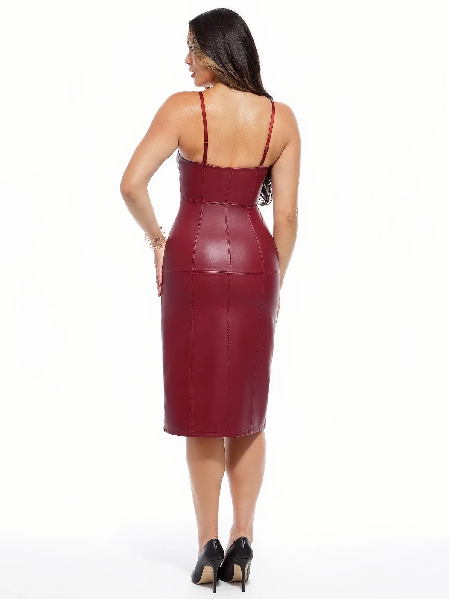Popilush Dual-Wear Sculpting Faux Leather Dress