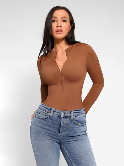 Long Sleeve Zipper Seamless Bodysuit