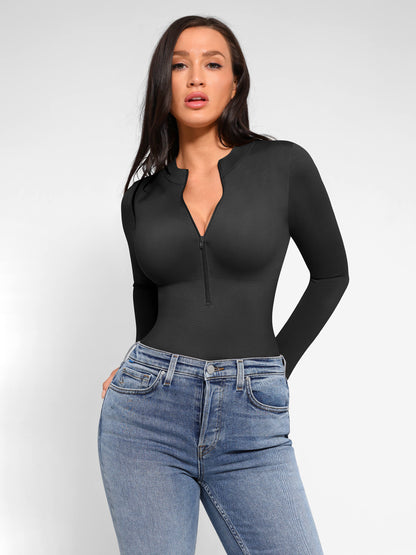 Long Sleeve Zipper Seamless Bodysuit