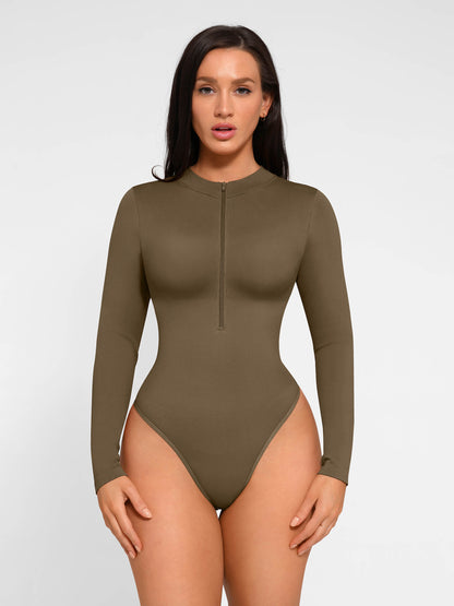 Long Sleeve Zipper Seamless Bodysuit [BOGO]