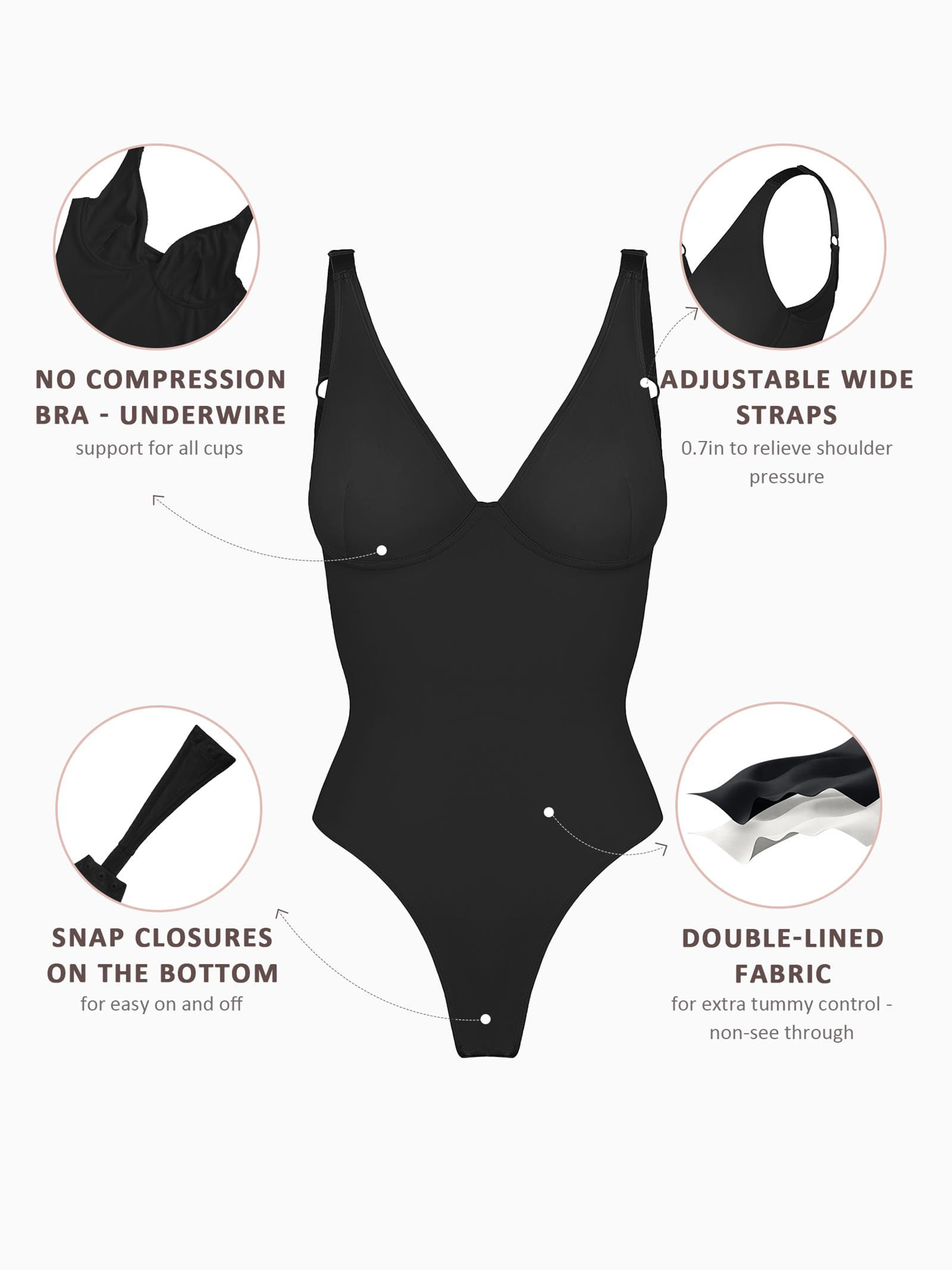 2-Pack V-Neck Tummy Control Bodysuit Bundle