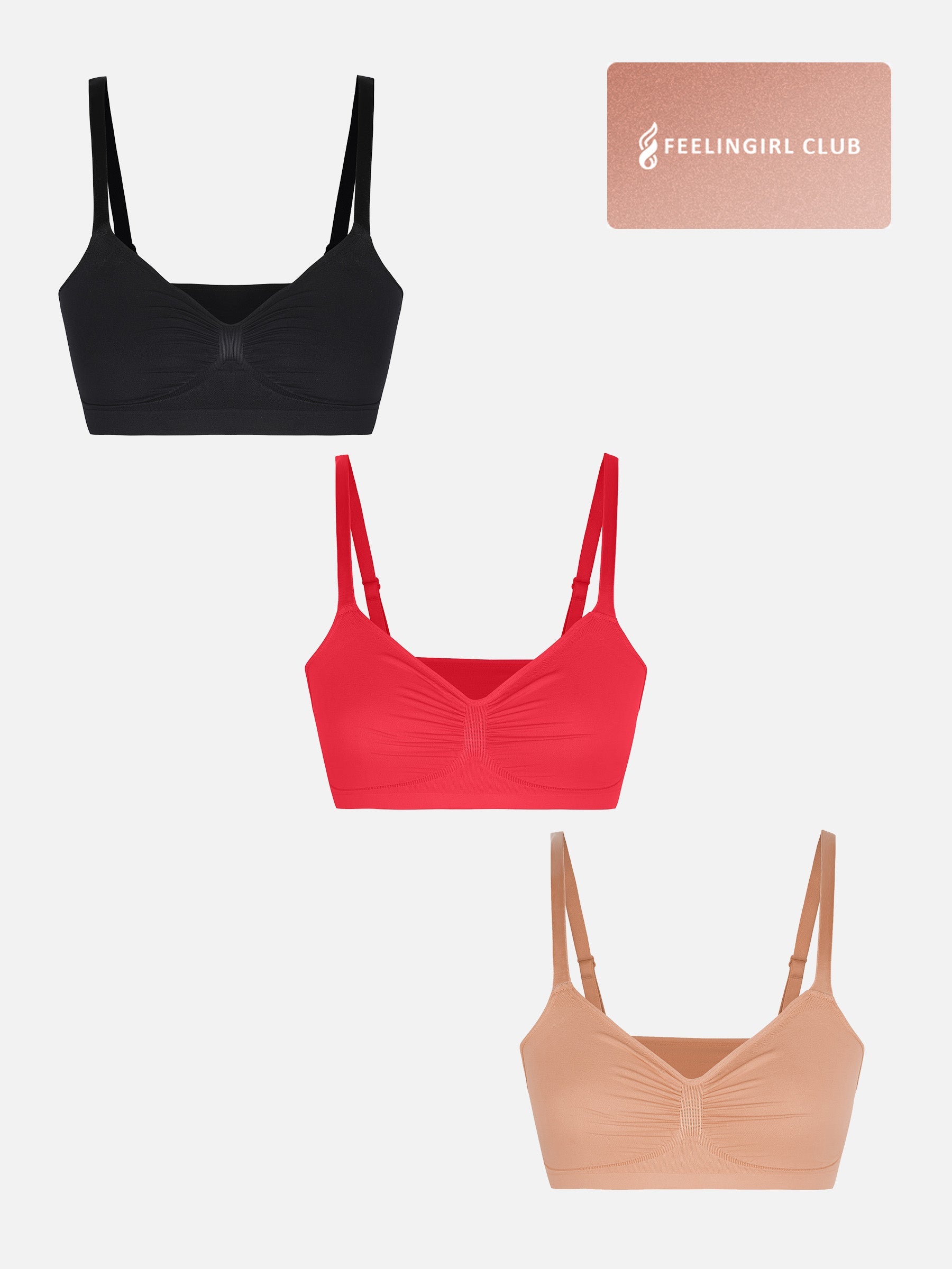 3-Pack Smooth Seamless Wireless Bra Bundle