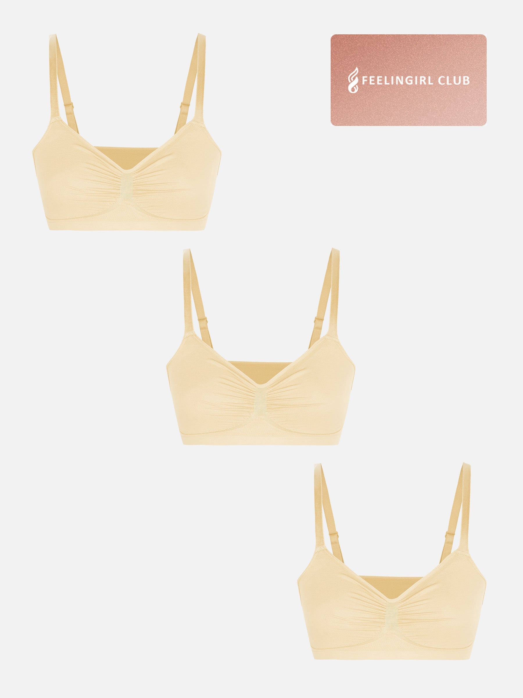 3-Pack Smooth Seamless Wireless Bra Bundle