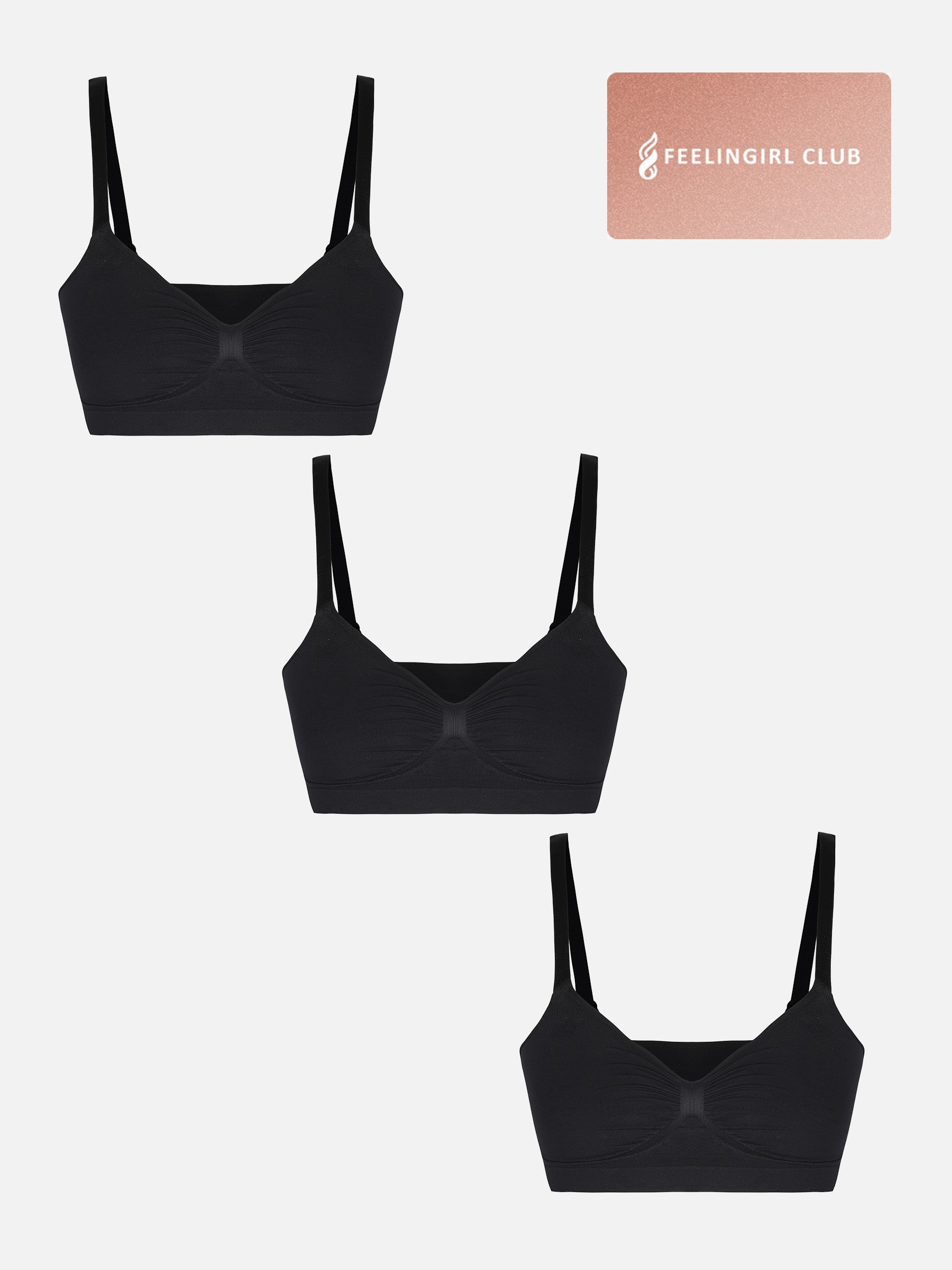 3-Pack Smooth Seamless Wireless Bra Bundle