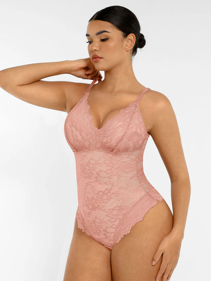 Lace V-Neck Stretch Bodysuit