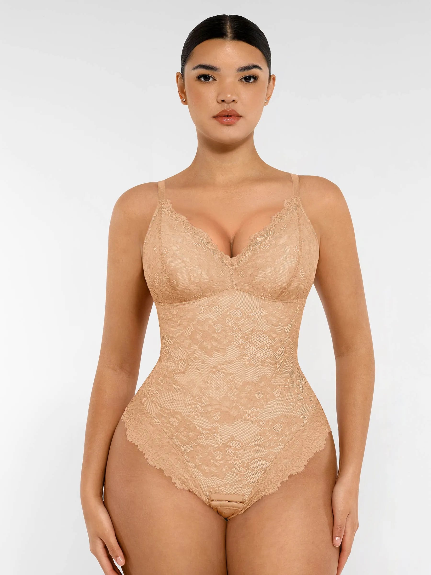 Lace V-Neck Stretch Bodysuit [BOGO]