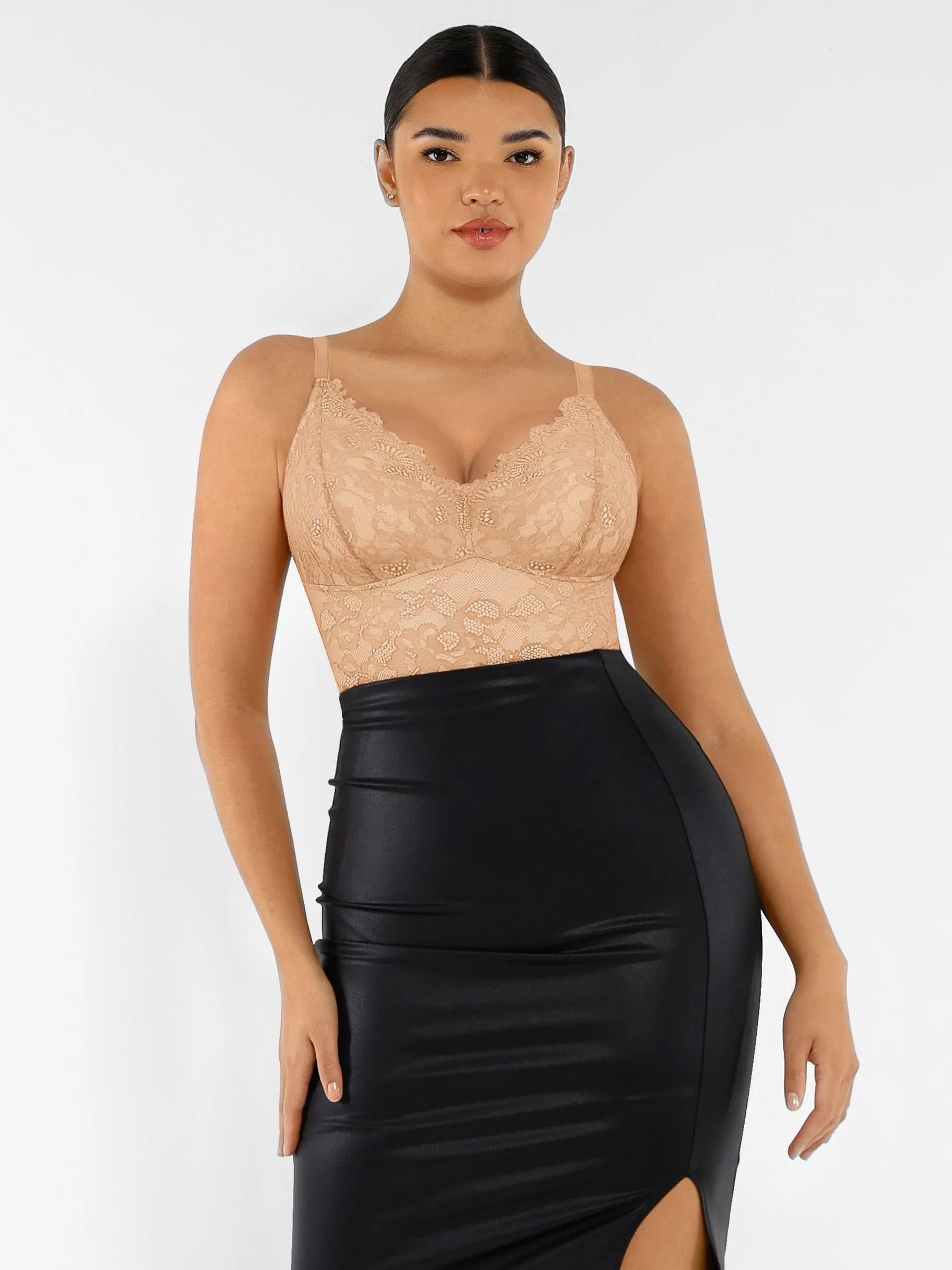 Lace V-Neck Stretch Bodysuit [BOGO]
