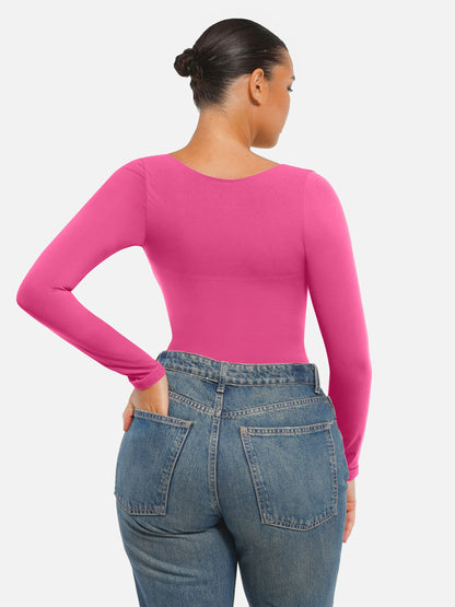 Seamless Long Sleeve Tummy Control Thong Bodysuit