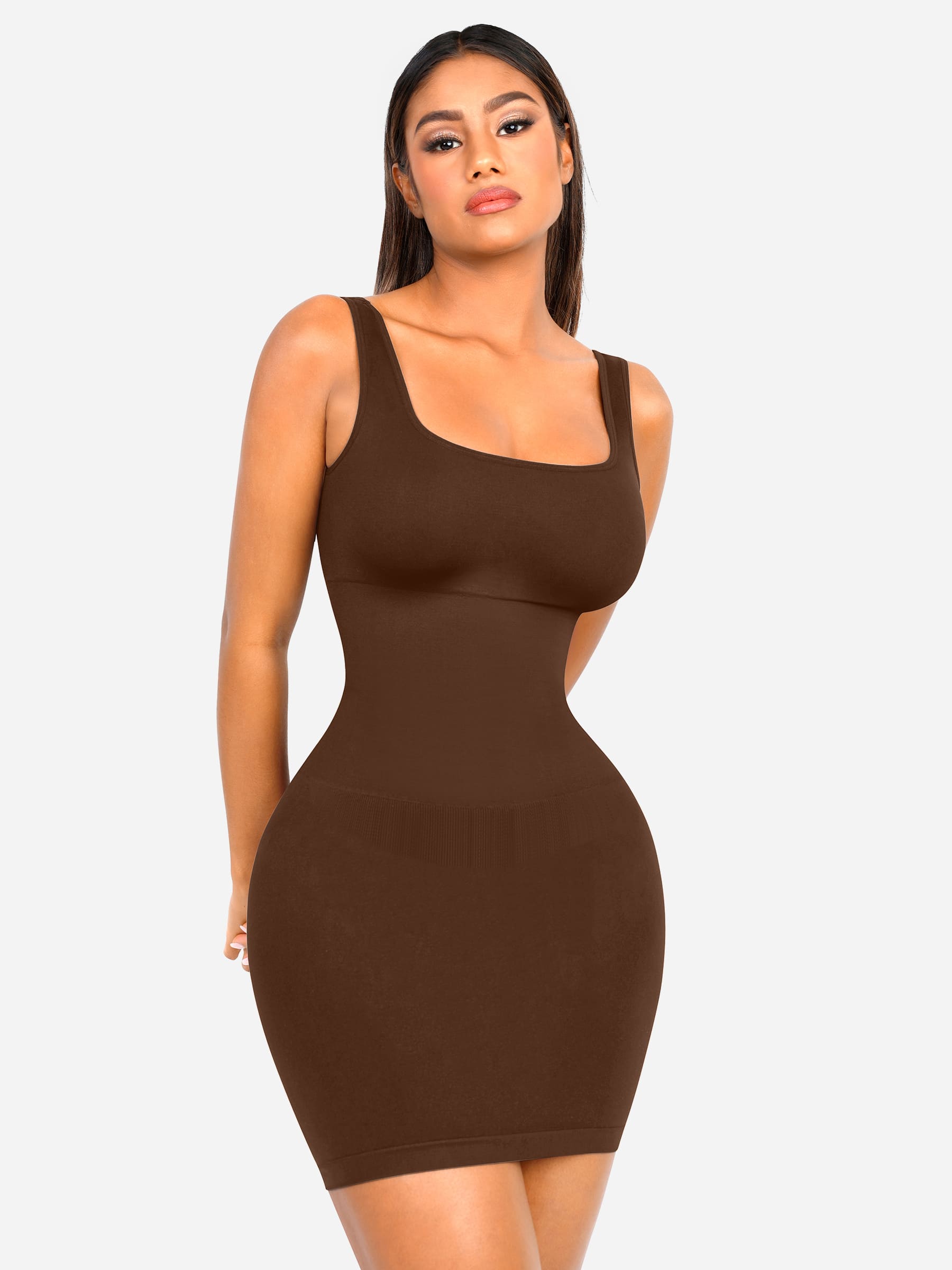 Tummy Control Square Neck Everyday Dress