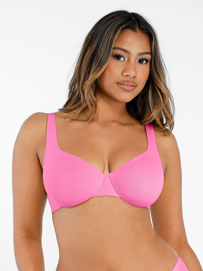 Adjustable-Strap Underwire Plunge Bra