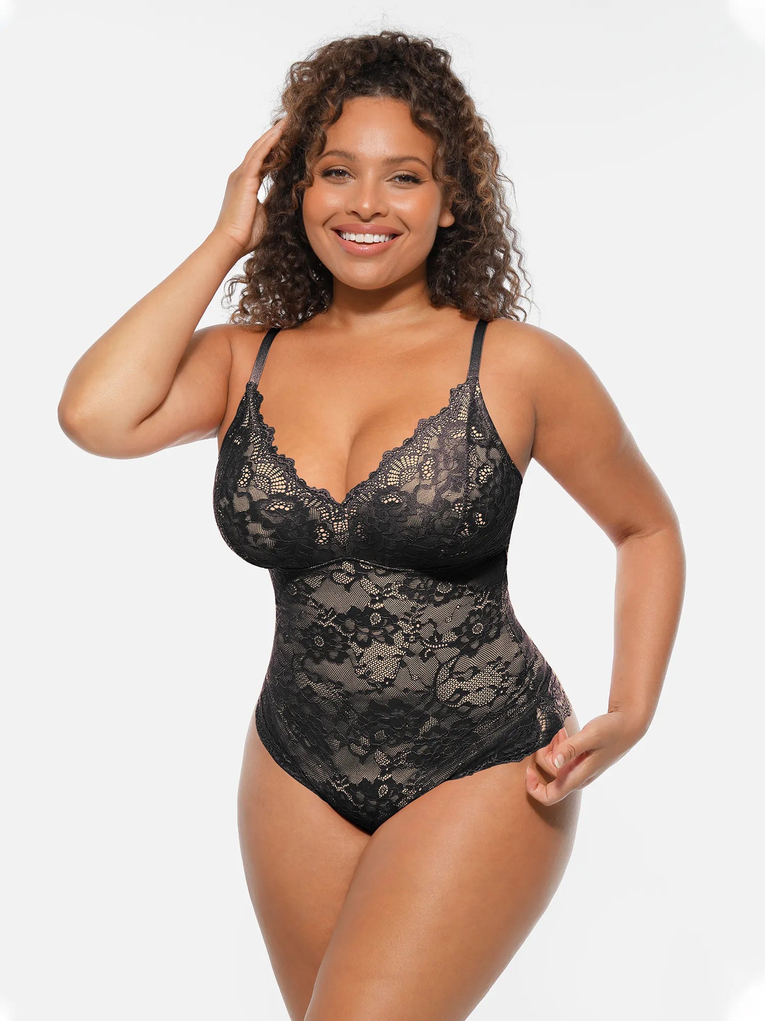 Lace Tummy Control Double-Layer Bodysuit