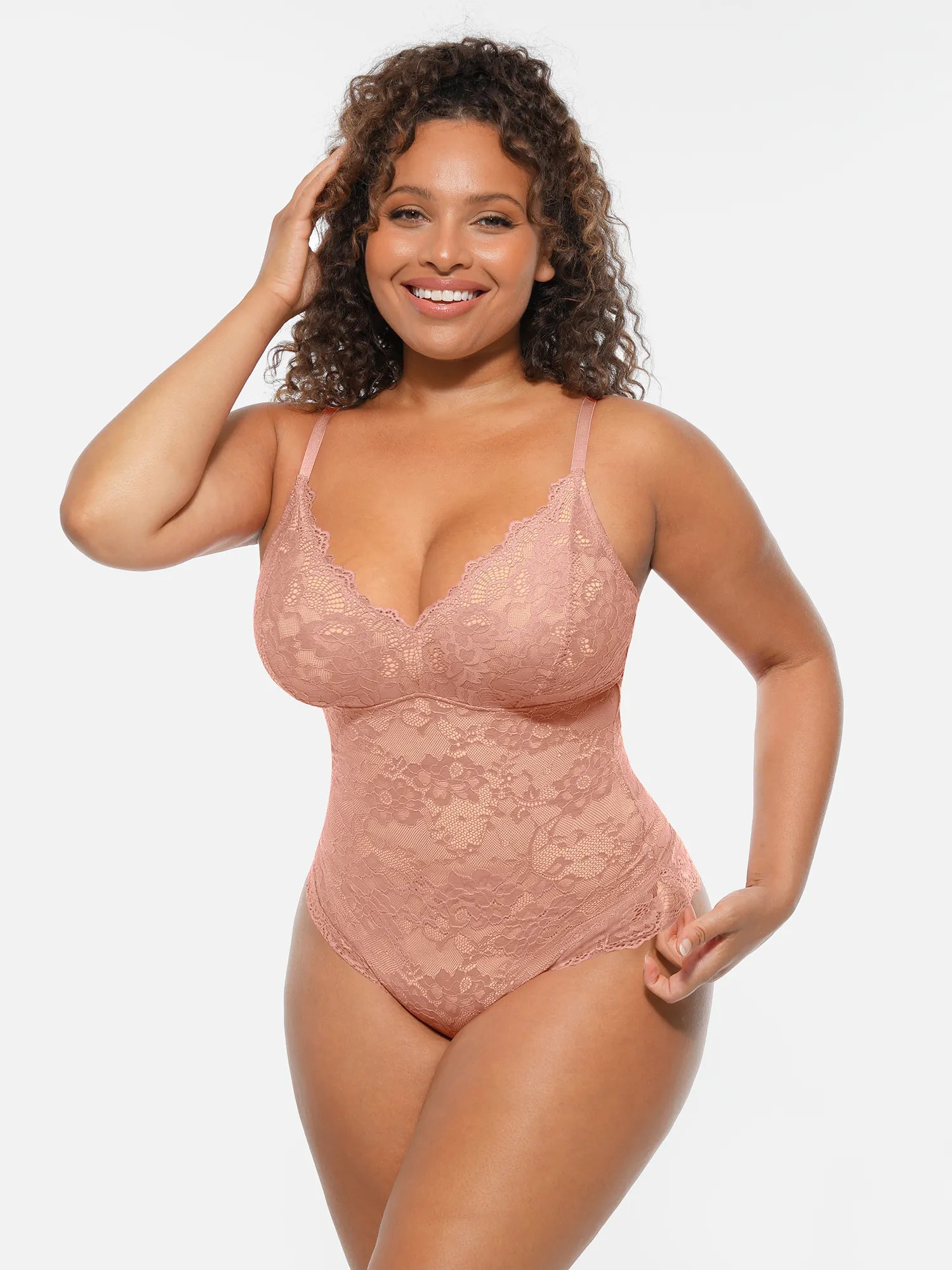 Lace Tummy Control Double-Layer Bodysuit