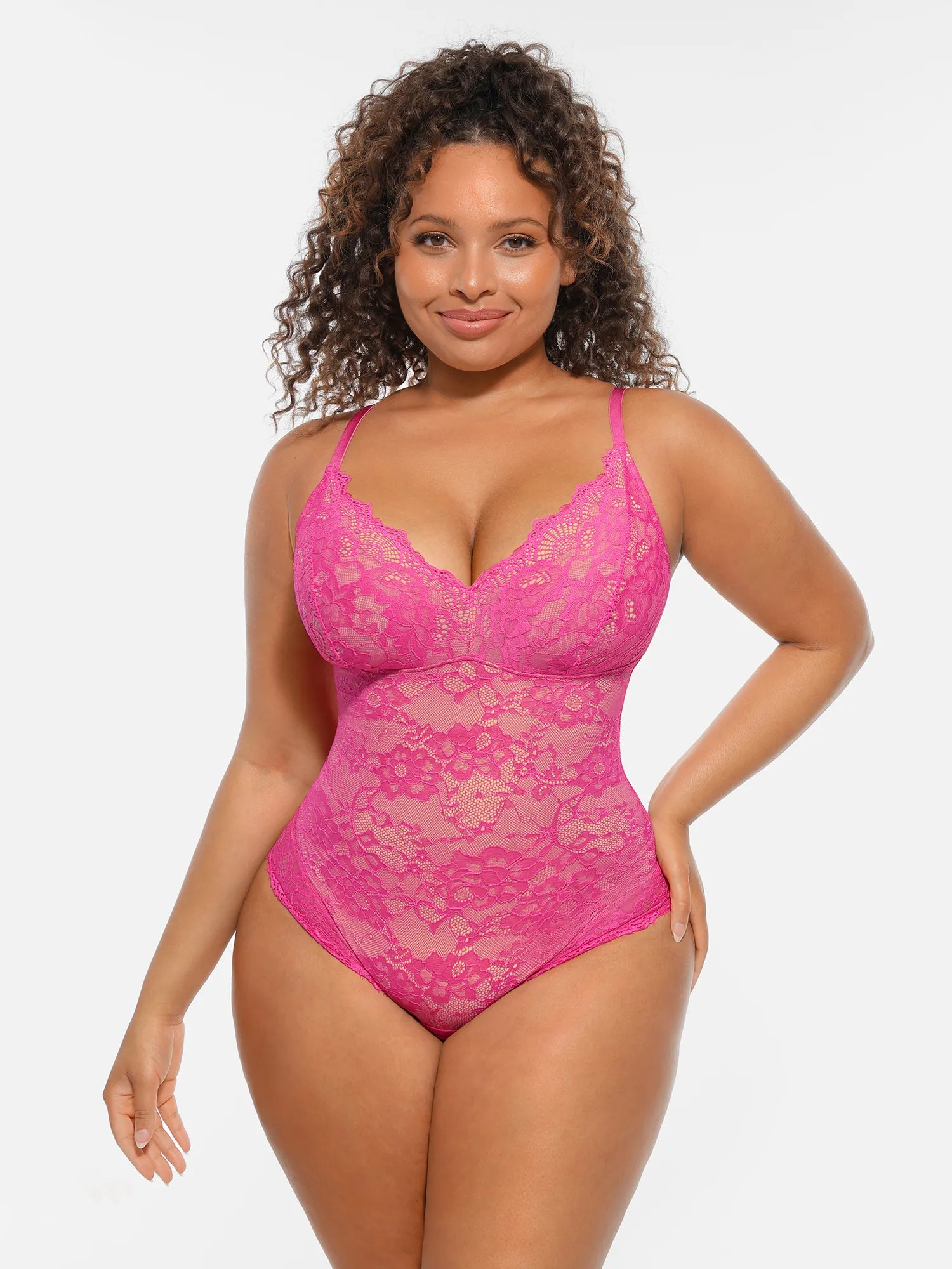 Lace Tummy Control Double-Layer Bodysuit
