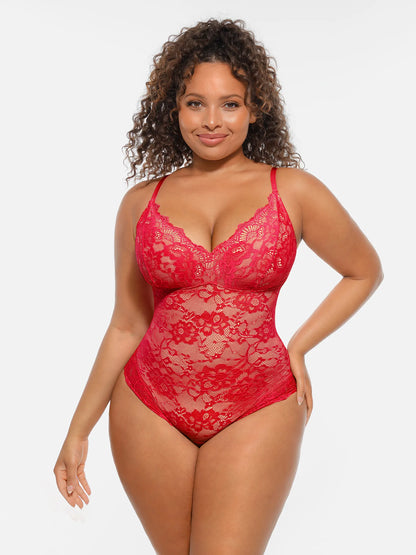 Lace Tummy Control Double-Layer Bodysuit