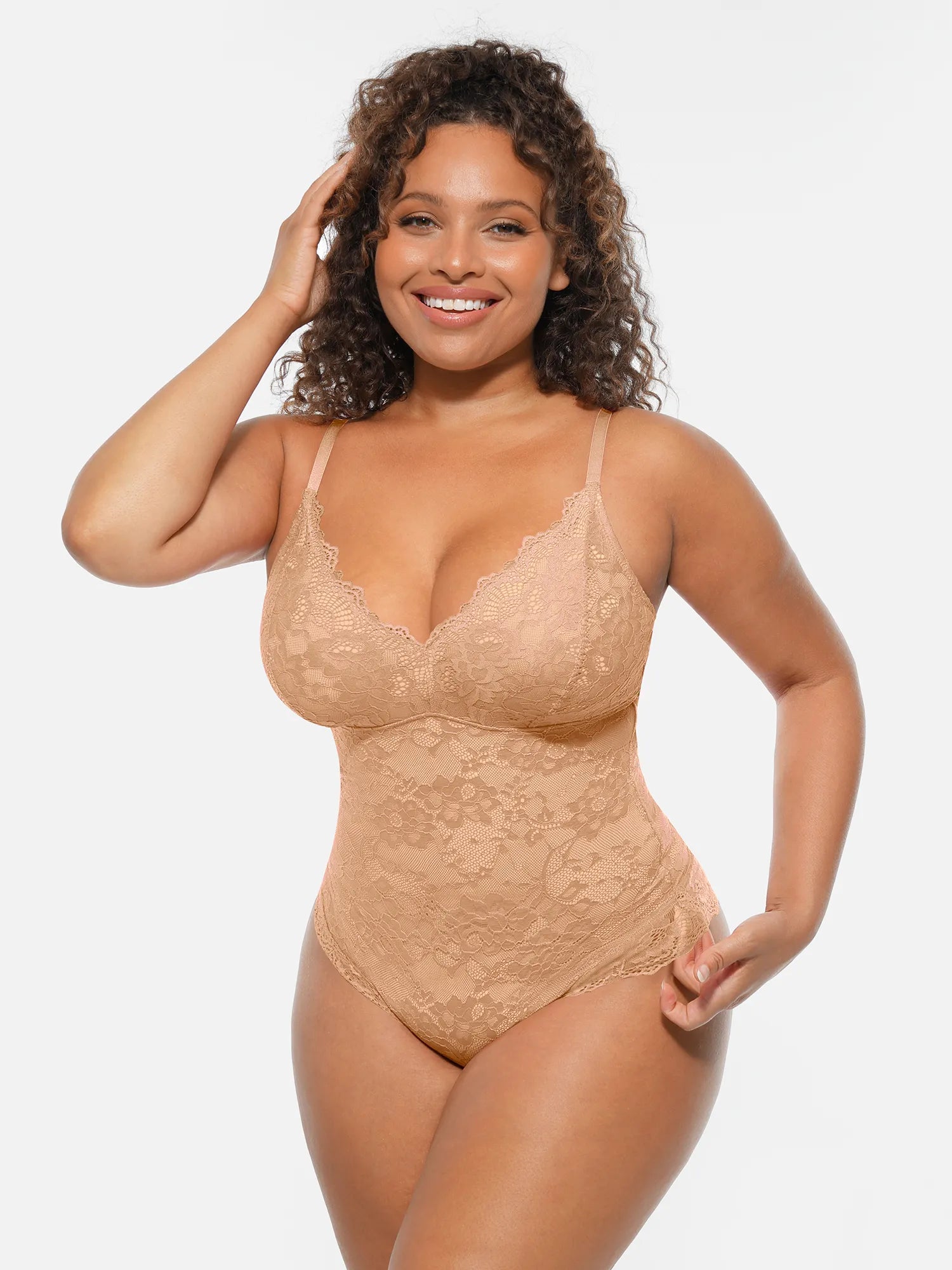 Lace Tummy Control Double-Layer Bodysuit