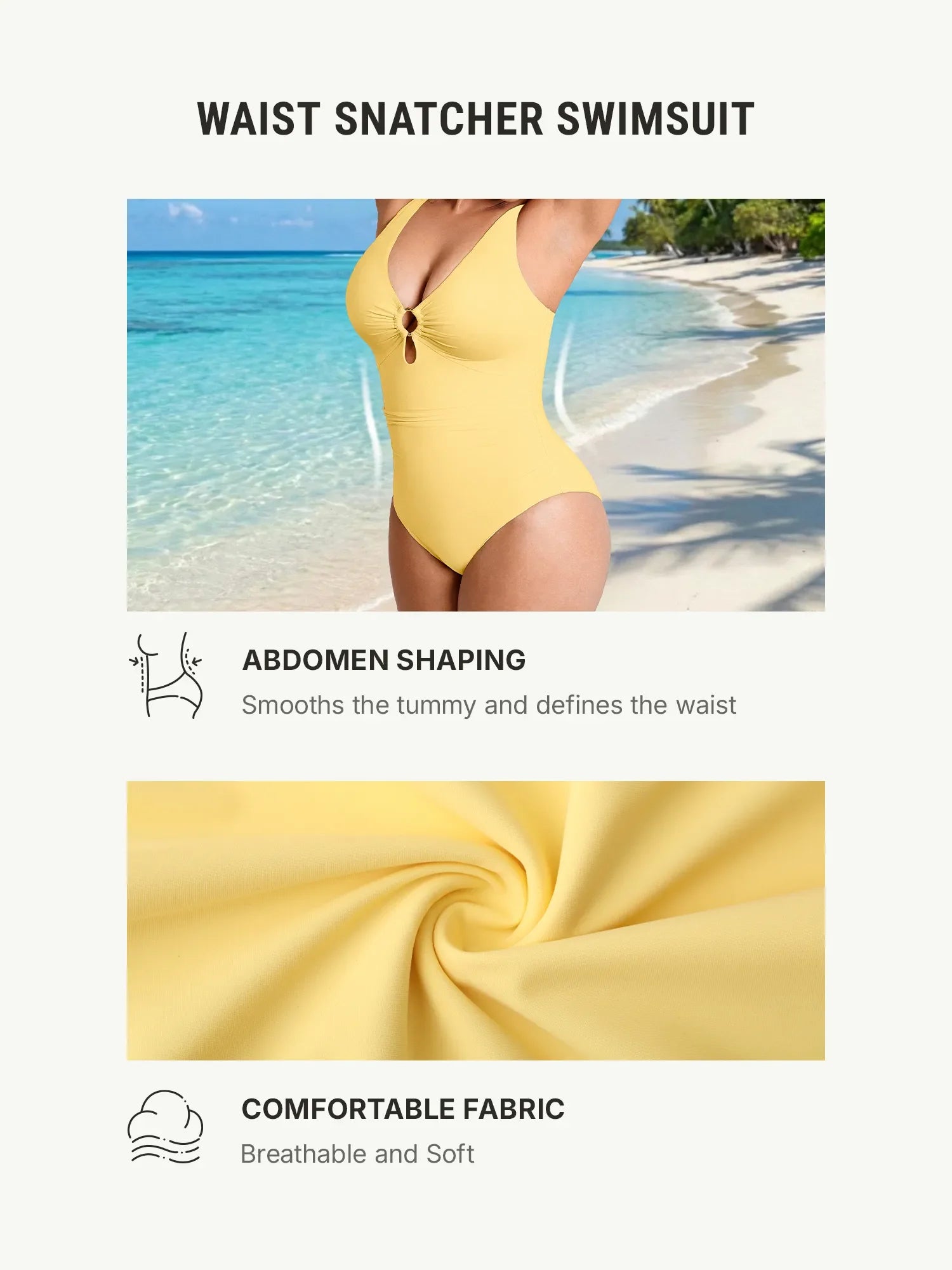 Deep V Metal Ring Ruched Sculpting Swimsuit [BOGO]