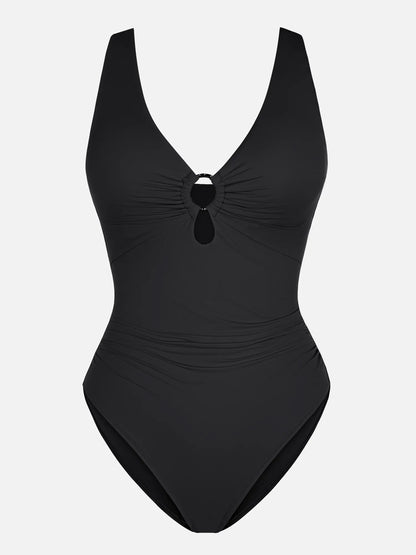 Deep V Metal Ring Ruched Sculpting Swimsuit [BOGO]