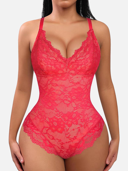 Lace V-Neck Stretch Bodysuit [BOGO]