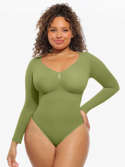 Seamless Supportive Long Sleeve Tummy Control Bodysuit [BOGO]