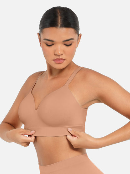 Wire-Free Wide Straps Bra + Push-Up Seamless Bra