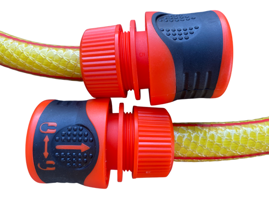 Premium Garden Hose Yellow with Orange Lock Connectors for Garden Irrigation Kit