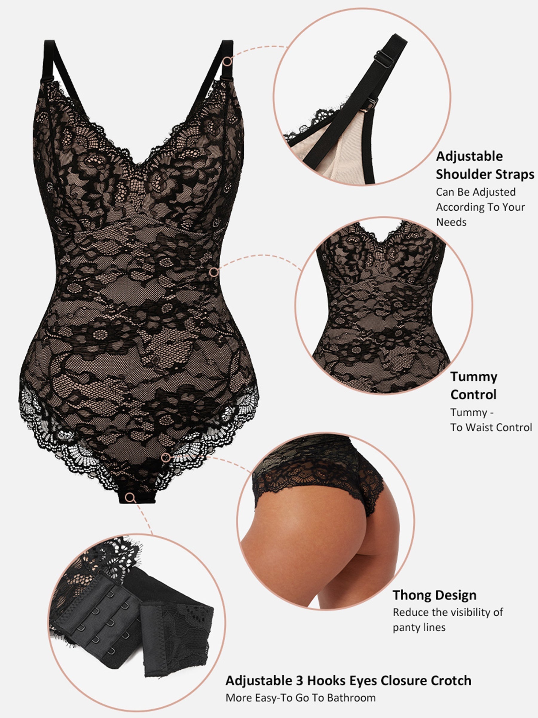 Lace Sculpt V-Neck  Bodysuit