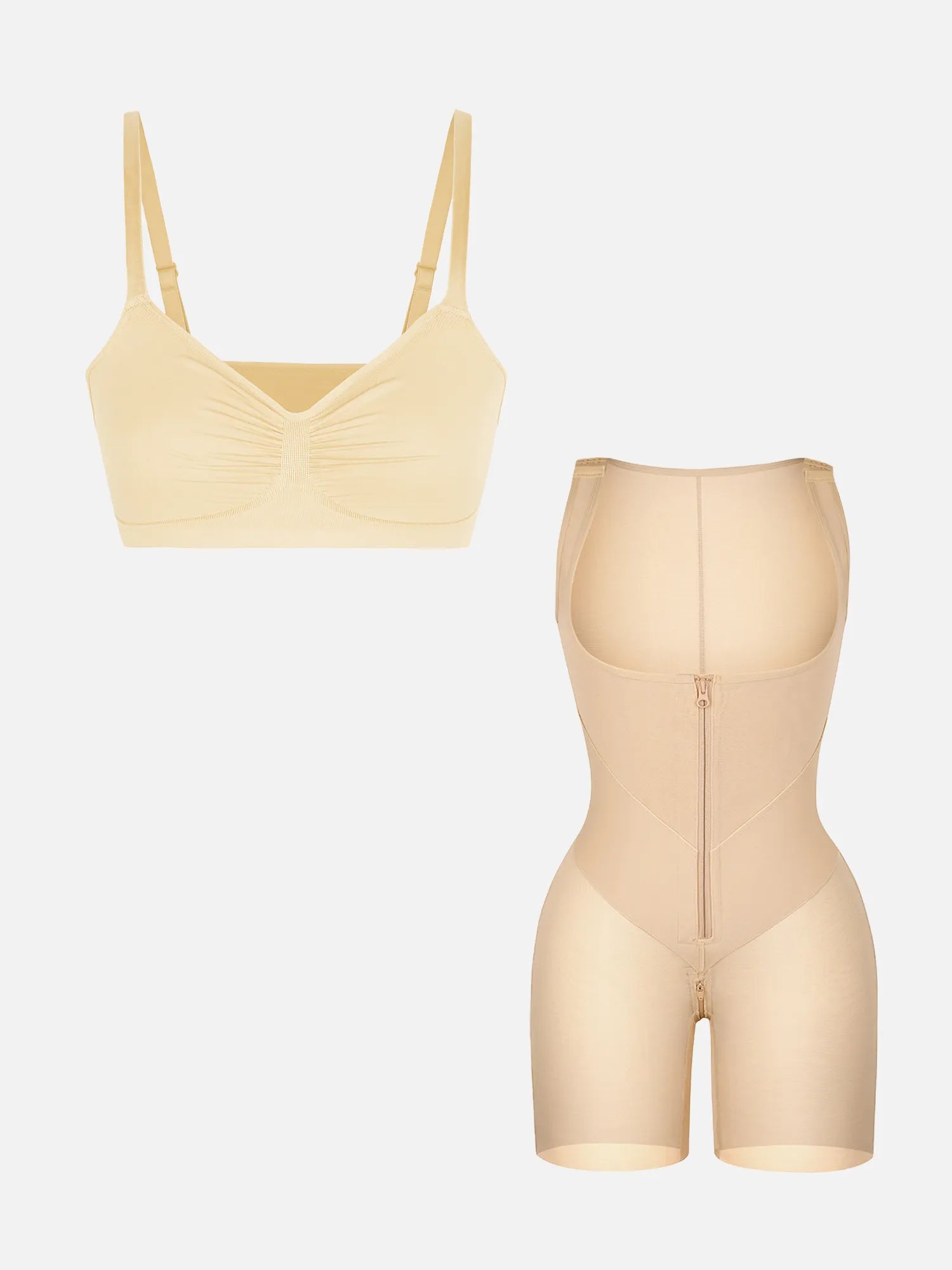 U-Shaped Shaping Lift Bodysuit & Unlined Soft Bra Bundle