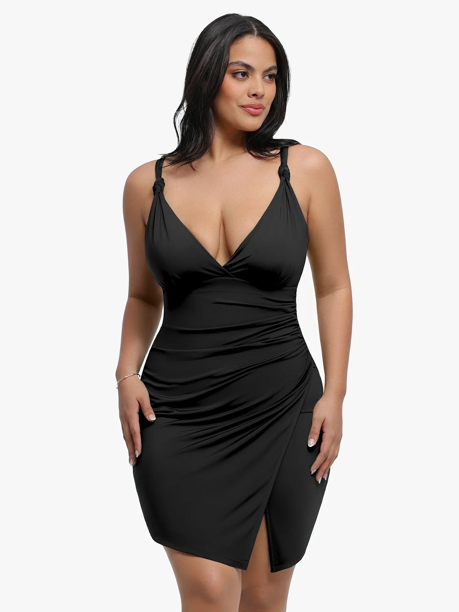 Popilush Shapewear Sculpting Side Slit Mini Dress