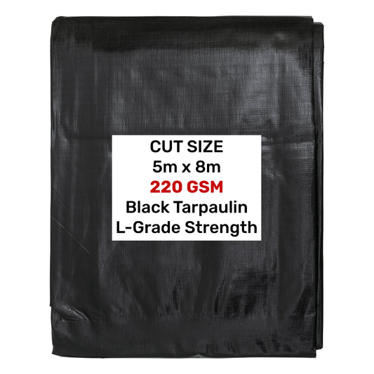 Black Silver L-Grade Tarpaulin 5m x 8m Heavy Duty Outdoor Sheet Waterproof Sheet