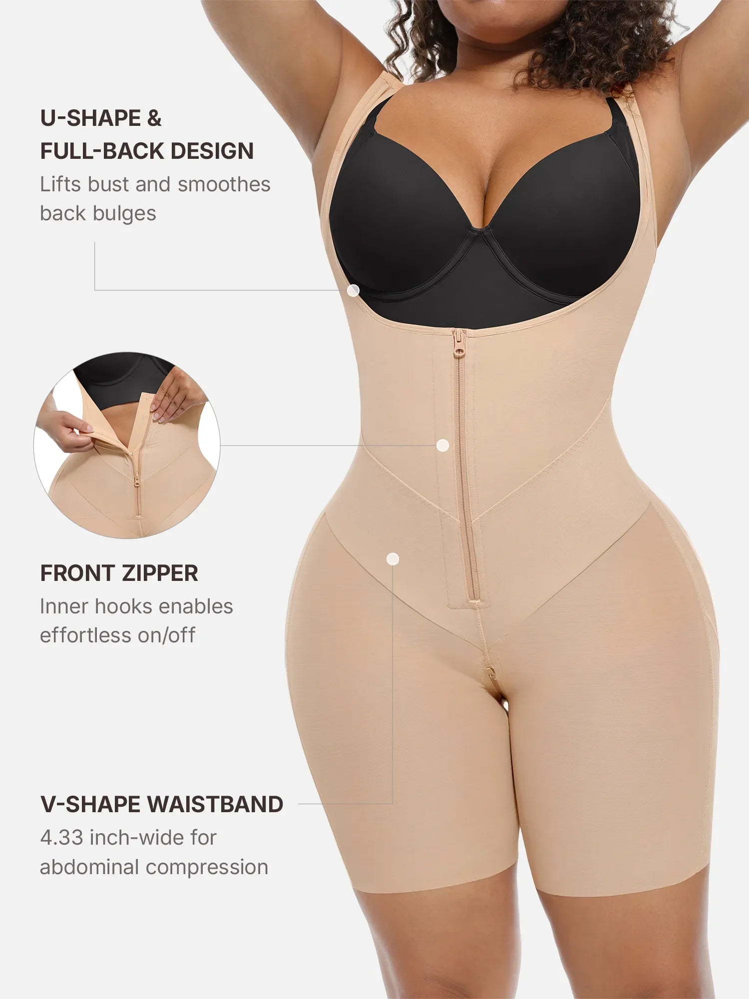U-Shaped Shaping Lift Bodysuit & Unlined Soft Bra Bundle