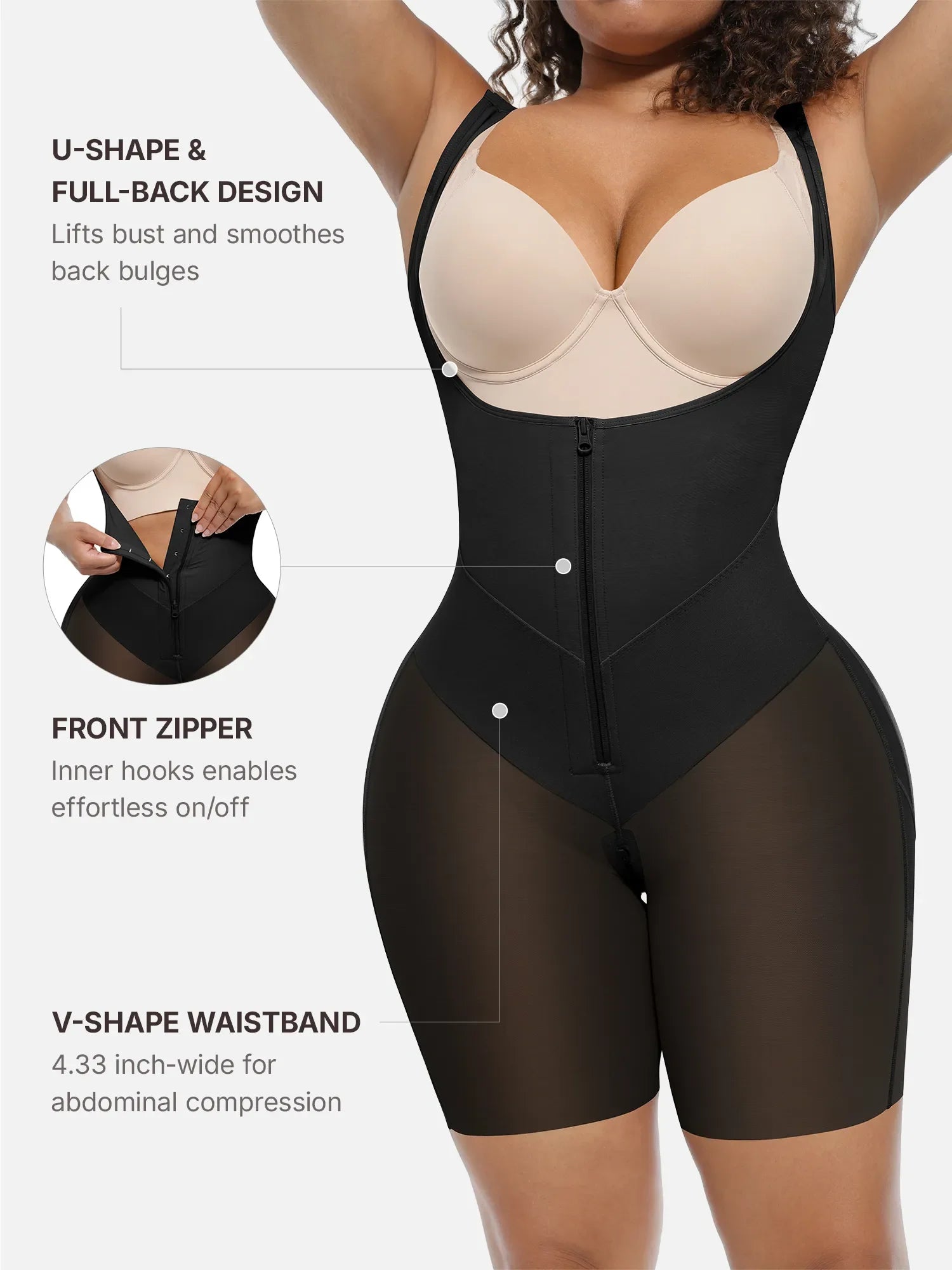 U-Shaped Shaping Lift Bodysuit & Unlined Soft Bra Bundle