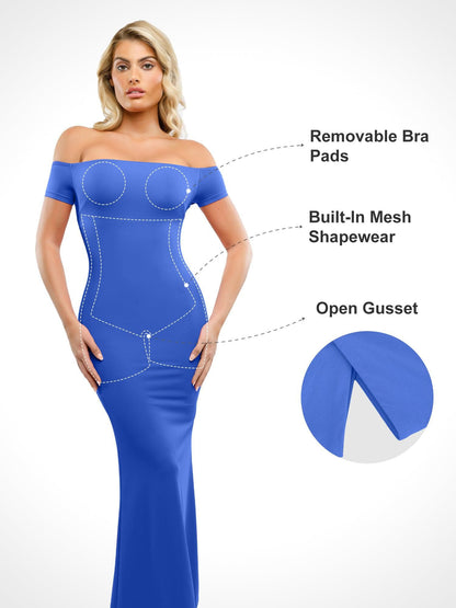 Popilush Shapewear Off-Shoulder Tummy Control Smoothing Maxi Dress