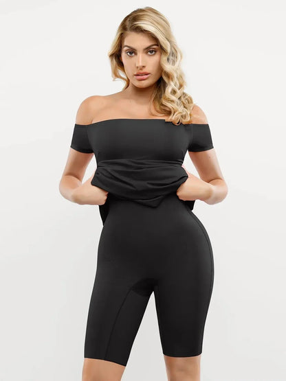 Popilush Shapewear Off-Shoulder Tummy Control Smoothing Maxi Dress